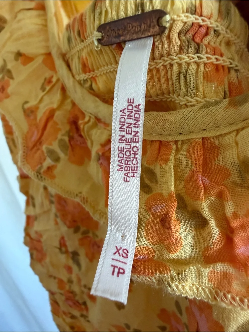 Free People Another Life Floral Top in Honey Combo XS